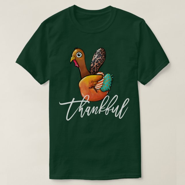 Peace Sign Turkey Thankful Fall Autumn Thanksgivin T-Shirt (Design Front)