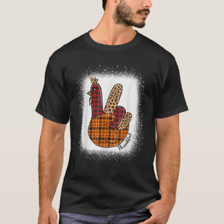 Peace Sign Turkey Thankful Turkey Hand Sign Thanks T-Shirt