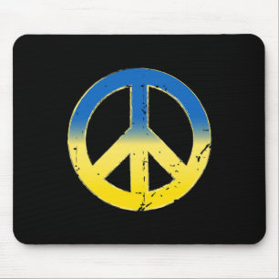 Peace Sign Ukraine Colors Retro Vintage Look - Pea Mouse Pad