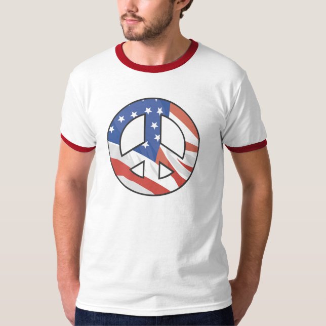 Peace Sign USA FLAG T-shirts (Front)