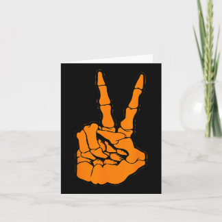Peace Sign V Fingers Skeleton Cool Graphic Hallowe Card