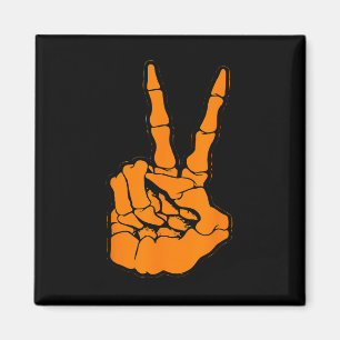 Peace Sign V Fingers Skeleton Cool Graphic Hallowe Magnet
