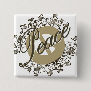 Peace Sign Vintage Brown 15 Cm Square Badge