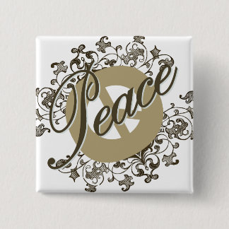Peace Sign Vintage Brown 15 Cm Square Badge