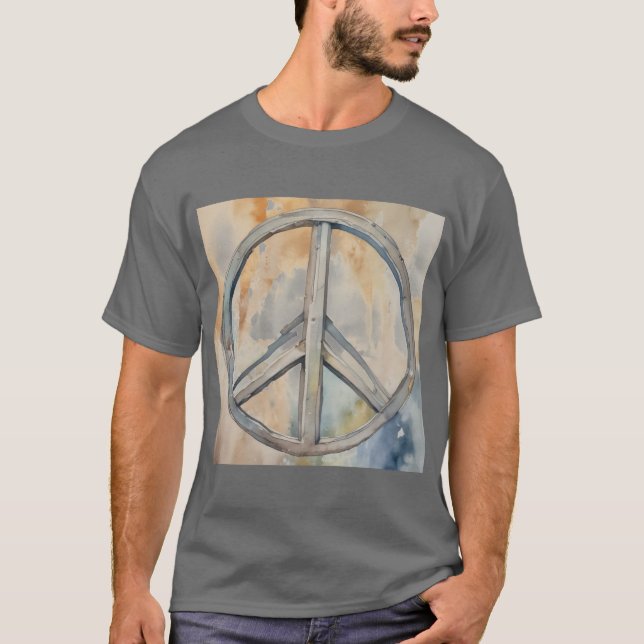 Peace Sign Watercolor Painting Art T-Shirt (Front)