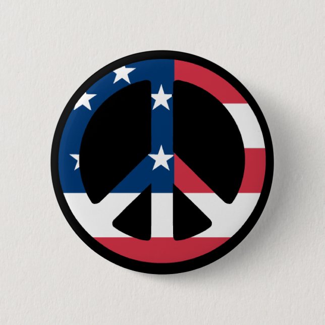 Peace Sign with American Flag 6 Cm Round Badge (Front)