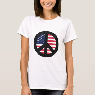 Peace Sign With American Flag T-Shirt