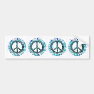 Peace Sign With Blue Waves Bumper Sticker
