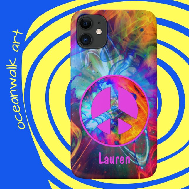 Peace Sign with Bold Colors and Light Streaks Case-Mate iPhone Case (Creator Uploaded)