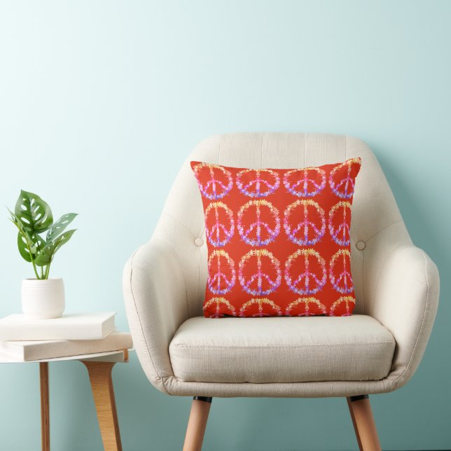 Peace sign with colourful flowers cushion (Chair)