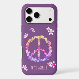 Peace sign with colourful flowers,Personalised
