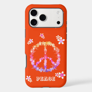 Peace sign with colourful flowers,Personalised Ca