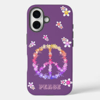 Peace sign with colourful flowers,Personalised