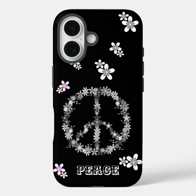 Peace sign with colourful flowers,Personalised  Case-Mate iPhone Case (Back)