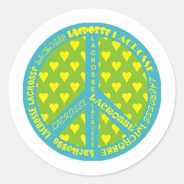 Peace Sign with Lacrosse in Frame Classic Round Sticker (Front)