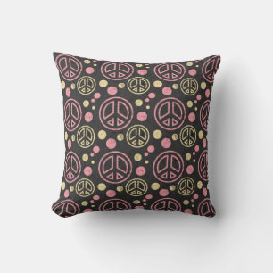 Peace Sign with Polka Dots Pillow