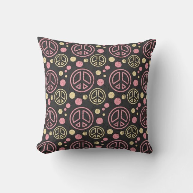 Peace Sign with Polka Dots Pillow (Front)