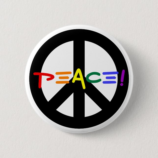 Peace Sign with Rainbow 6 Cm Round Badge (Front)