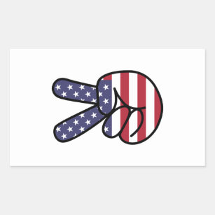 Peace sign with stars and stripes rectangular sticker