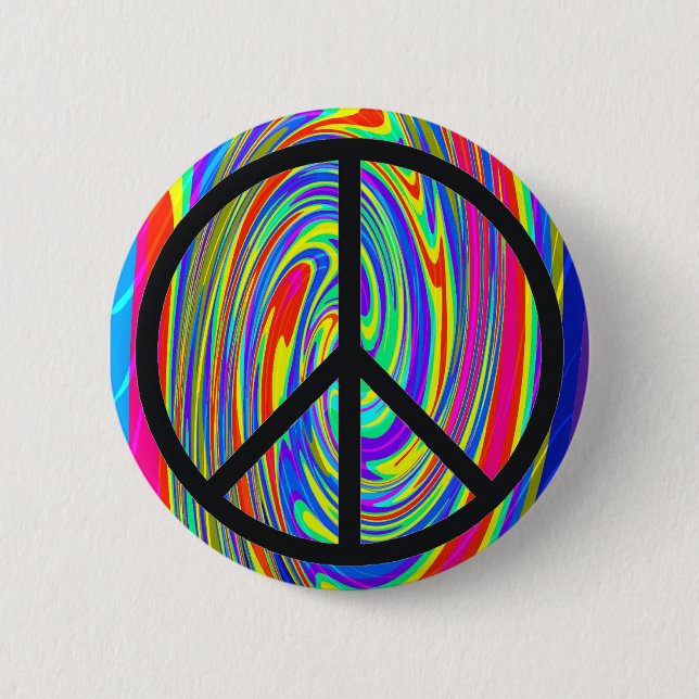 Peace Sign With Trippy Tye Dye 6 Cm Round Badge (Front)