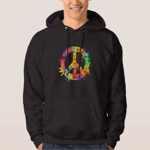 Peace Sign World Love Flowers Hippie Groovy Vibes Hoodie