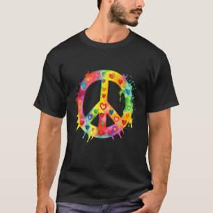 Peace Sign World Love Flowers Hippie Groovy Vibes T-Shirt