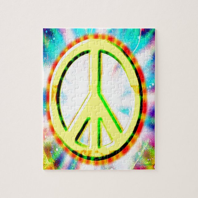 PEACE Sign Yellow Colourful Happy and Fun Jigsaw Puzzle (Vertical)