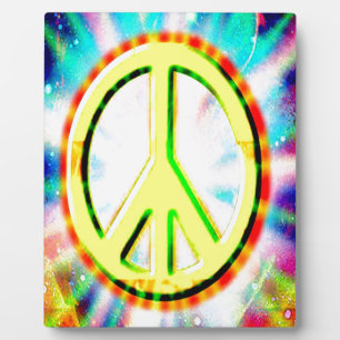 PEACE Sign Yellow Colourful Happy and Fun Plaque