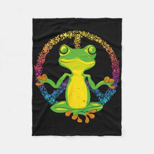 Peace Sign Yoga Frogs Cool Peace Frog Tie Dye Fleece Blanket