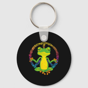 Peace Sign Yoga Frogs Cool Peace Frog Tie Dye Key Ring