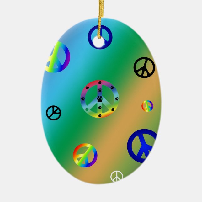 Peace Signs Ceramic Tree Decoration (Front)
