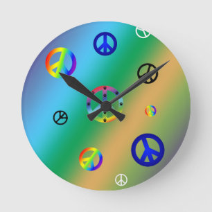 Peace Signs Round Clock