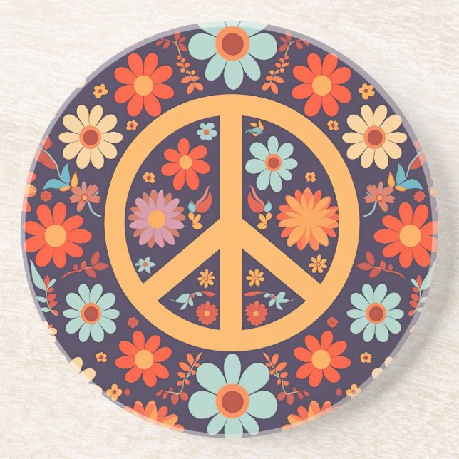 Peace Signs Sandstone Coaster (Front)