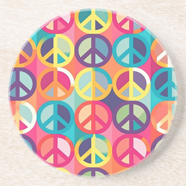 Peace Signs Sandstone Coaster (Front)