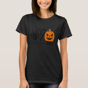 Peace Skeletons Love Pumpkin Halloween T-Shirt