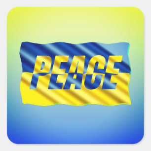 PEACE Stand with Ukraine Freedom for Ukrainian Square Sticker