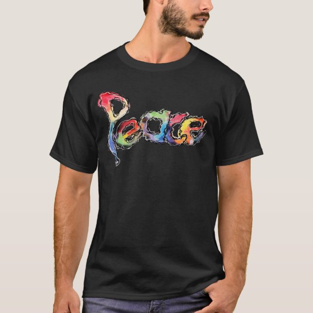 Peace statement graphic with colourful watercolour T-Shirt (Front)