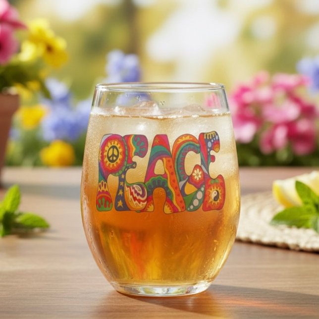 Peace Stemless Wine Glass (Creator Uploaded)