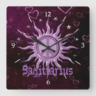 Peace Sun Sagittarius Square Wall Clock