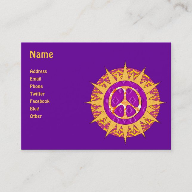 Peace Sun Spiral Business Card (Front)