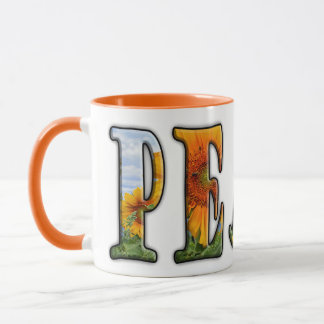Peace Sunflowers Two Toned Mug