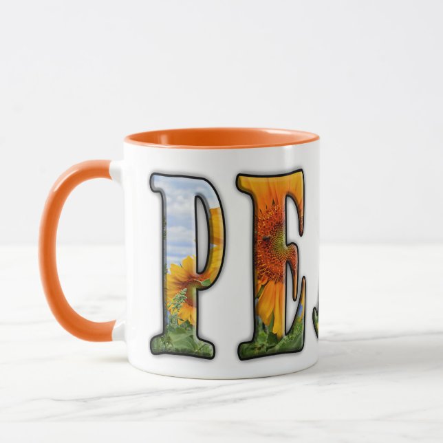 Peace Sunflowers Two Toned Mug (Left)