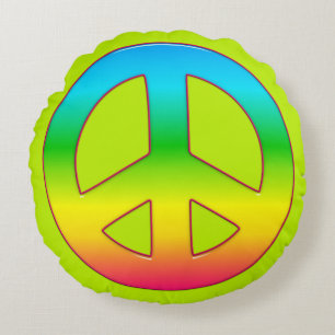 Peace Symbol 01 (ckc)-Round Throw Pillow