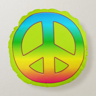 Peace Symbol 01 (ckc)-Round Throw Pillow