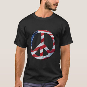 Peace Symbol and US Flag No More War Theme T-Shirt