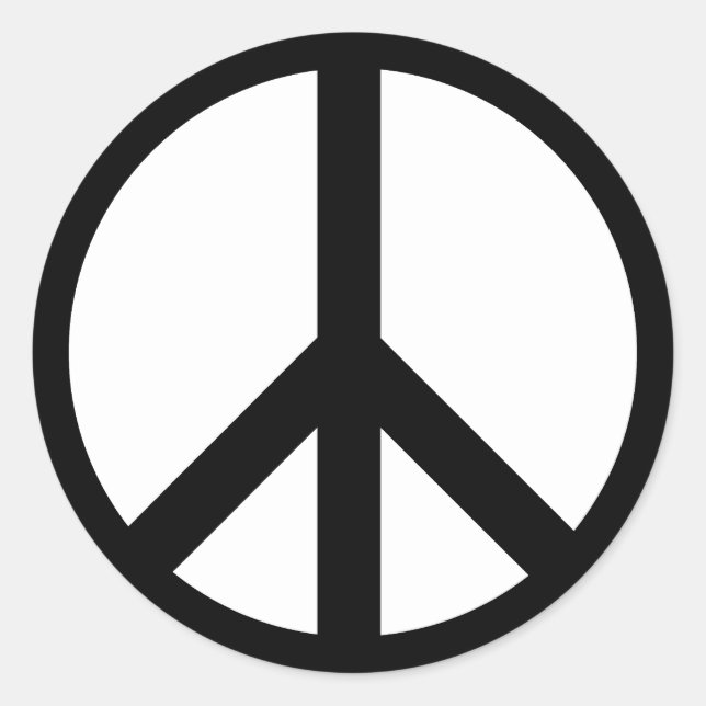 Peace symbol Anti War black and white  Classic Round Sticker (Front)