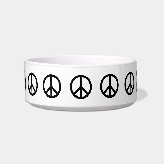 Peace symbol Anti War black white modern dog Pet Bowl (Front)