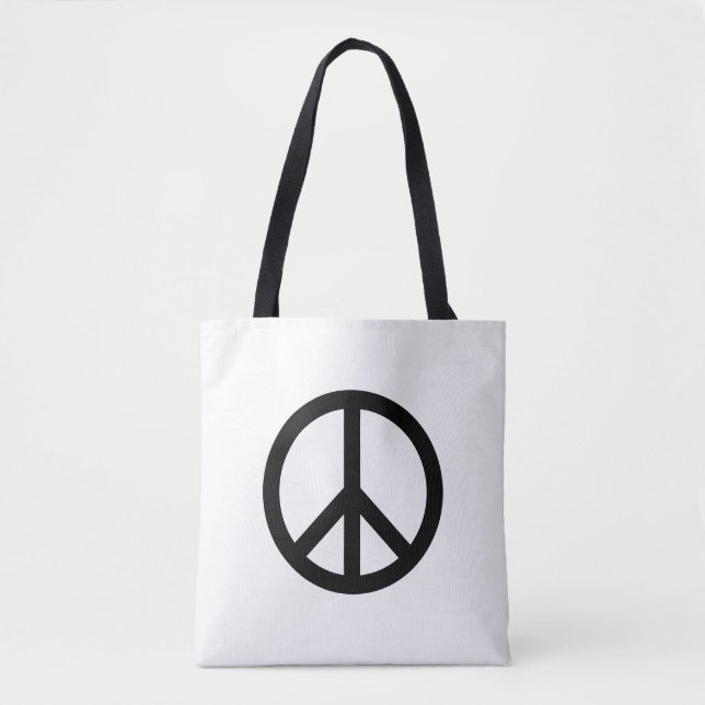 Peace symbol Anti War black white modern Tote Bag (Front)