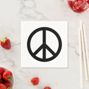 Peace symbol Anti War black white party paper Napkin