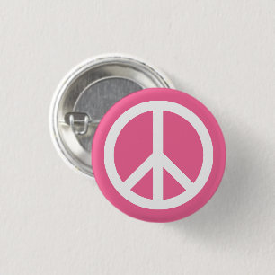 Peace symbol Anti War pink and white simple 3 Cm Round Badge